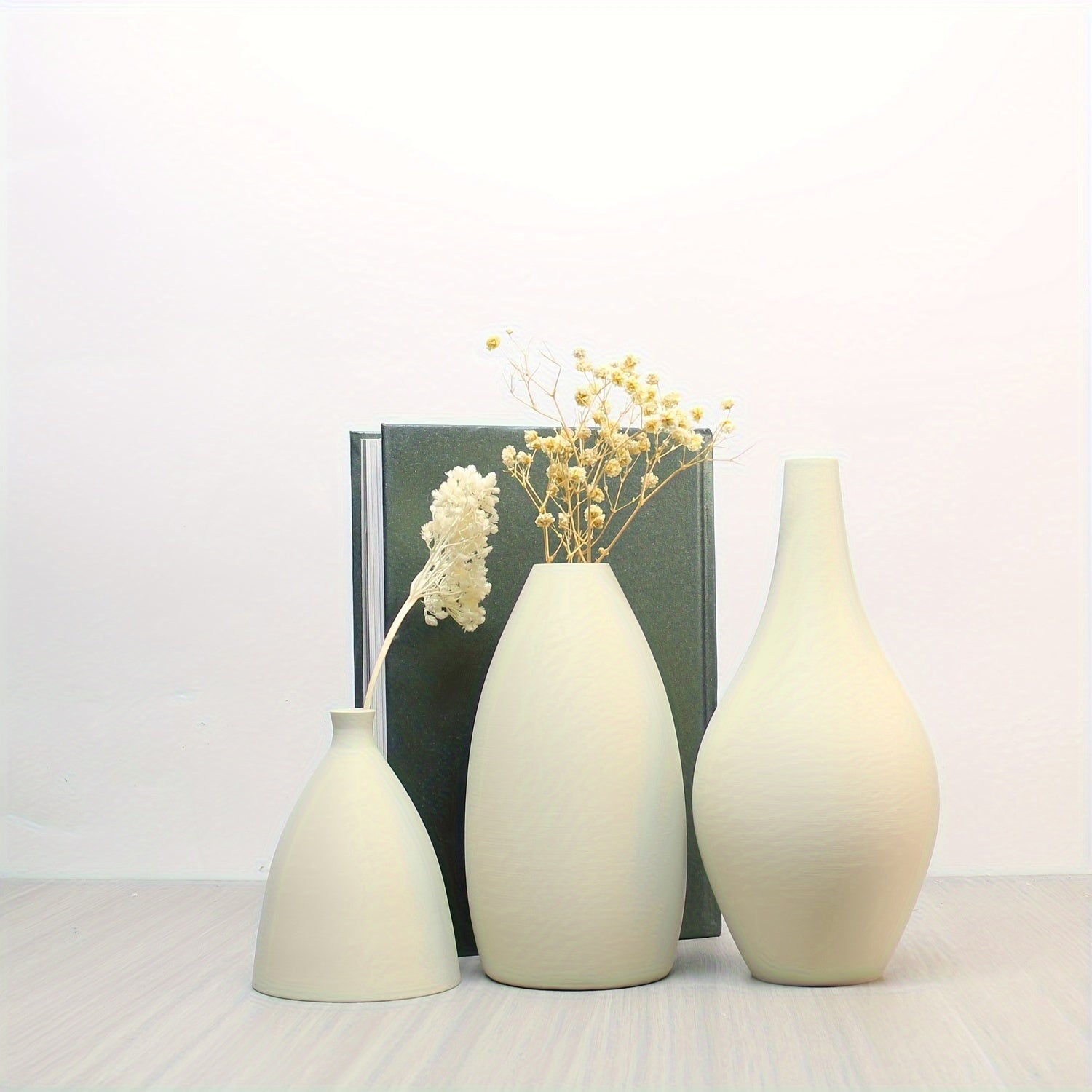 Conjunto de 3 Vasos Foscos - Decoração Boho Minimalista para Sala, Mesa de Jantar e Estante