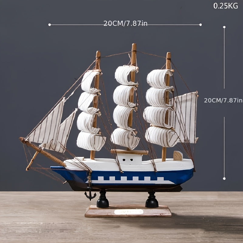 Modelo de Barco à Vela Rústico em Madeira