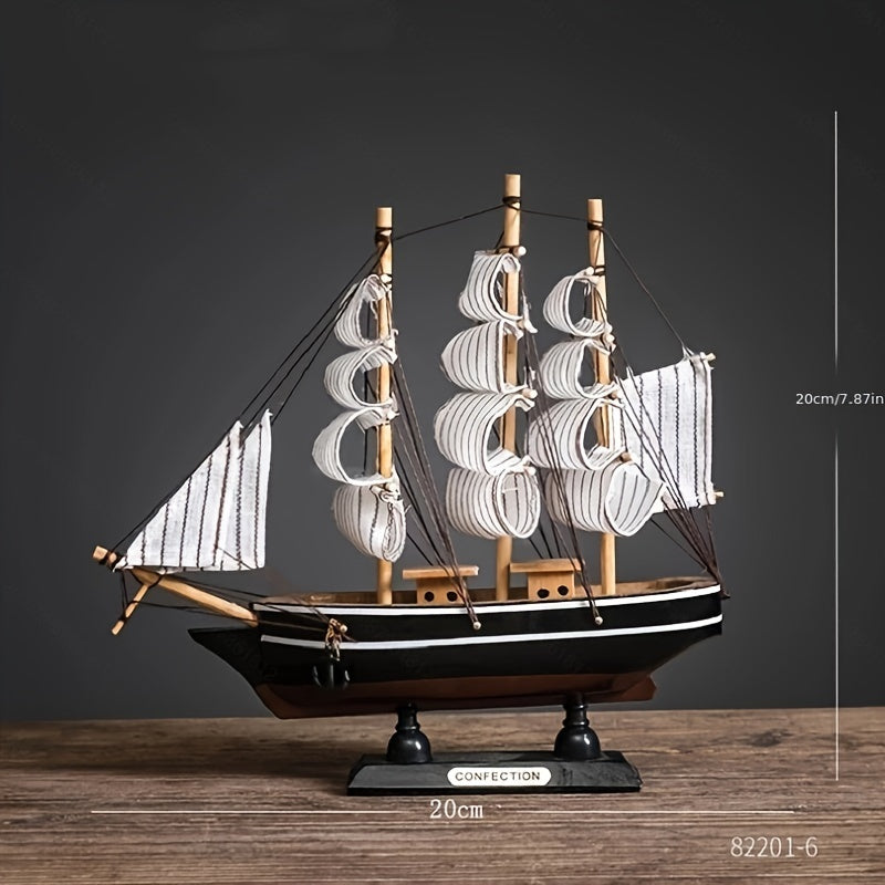 Modelo de Barco à Vela Rústico em Madeira