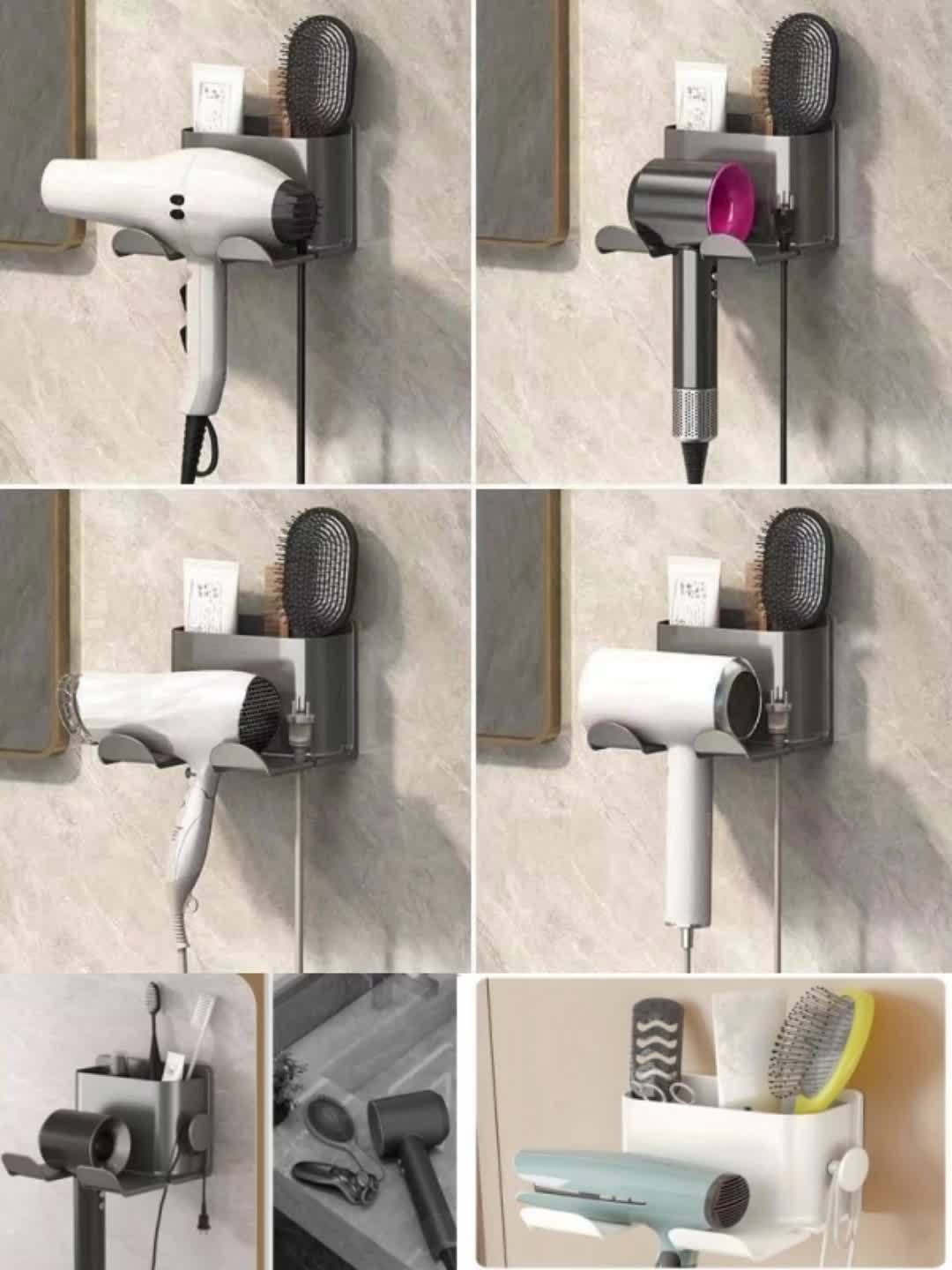 Organizador de Parede Multifuncional para Banheiro - Design Moderno para Secador, Pentes, Lâminas e Maquiagem