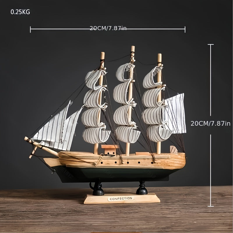 Modelo de Barco à Vela Rústico em Madeira