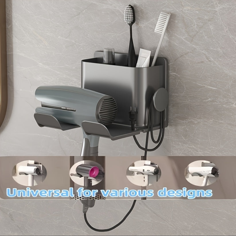 Organizador de Parede Multifuncional para Banheiro - Design Moderno para Secador, Pentes, Lâminas e Maquiagem