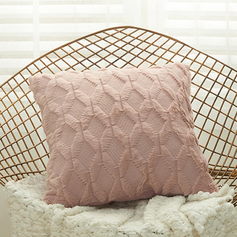 Capa de Almofada Plush Macia Felpuda para Cama e Sofá