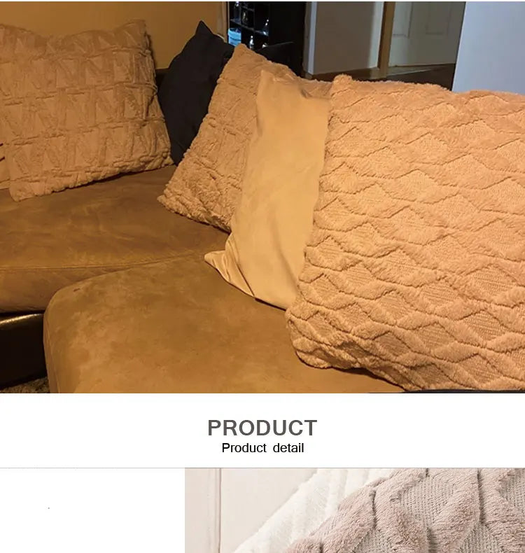 Capa de Almofada Plush Macia Felpuda para Cama e Sofá