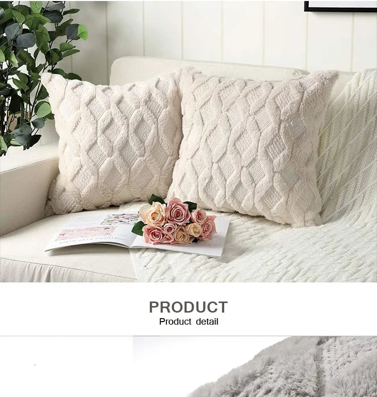 Capa de Almofada Plush Aconchegante para Sofá e Sala