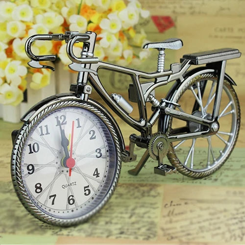 Relógio despertador de bicicleta, decoração caseira, retrô, numeral arábia, forma de despertador, relógio de mesa criativo, relógio despertador legal, arte