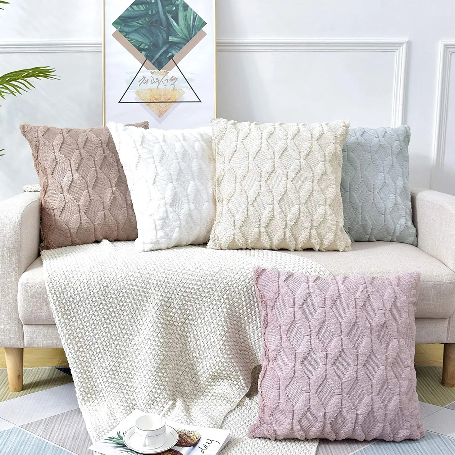 Capa de Almofada Plush Macia Felpuda para Cama e Sofá