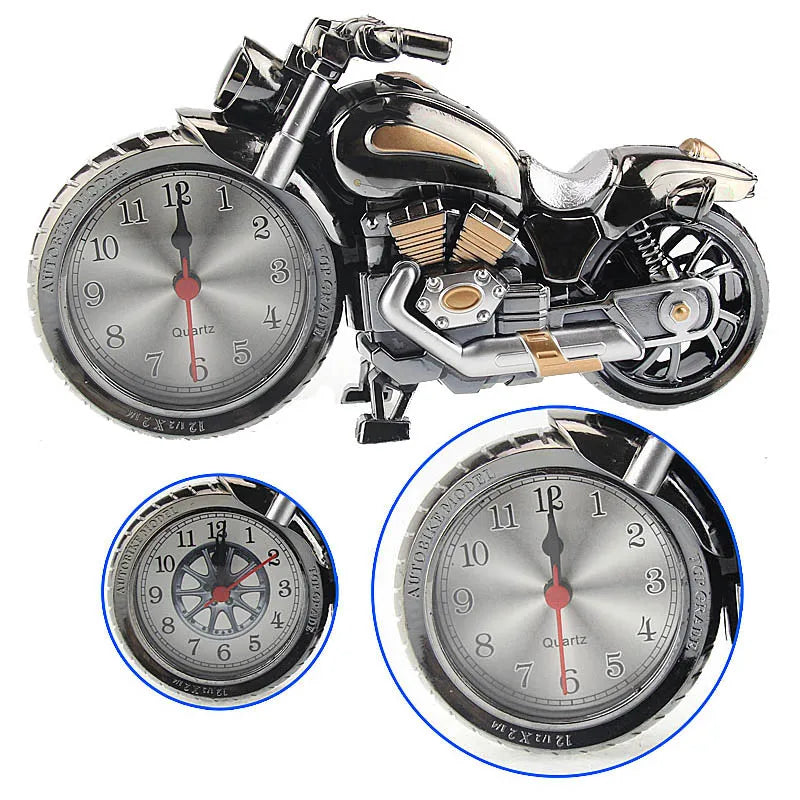 Criativo motocicleta moto padrão despertador relógio de mesa criativo casa presente de aniversário relógio legal (tipo roda foi aleatoriamente)