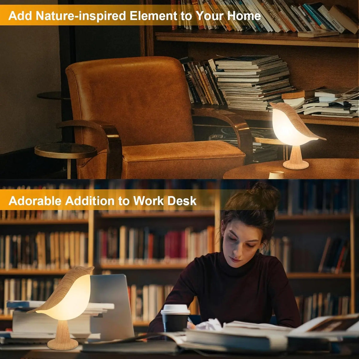 Luminária Pássaro LED Touch Art Déco Recarregável