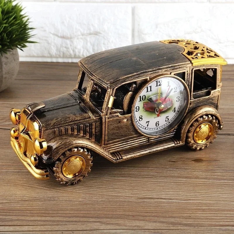 Relógio de carro vintage para casa, retro desktop alarme, luz noturna, cabeceira, quarto, escritório, decoração de mesa