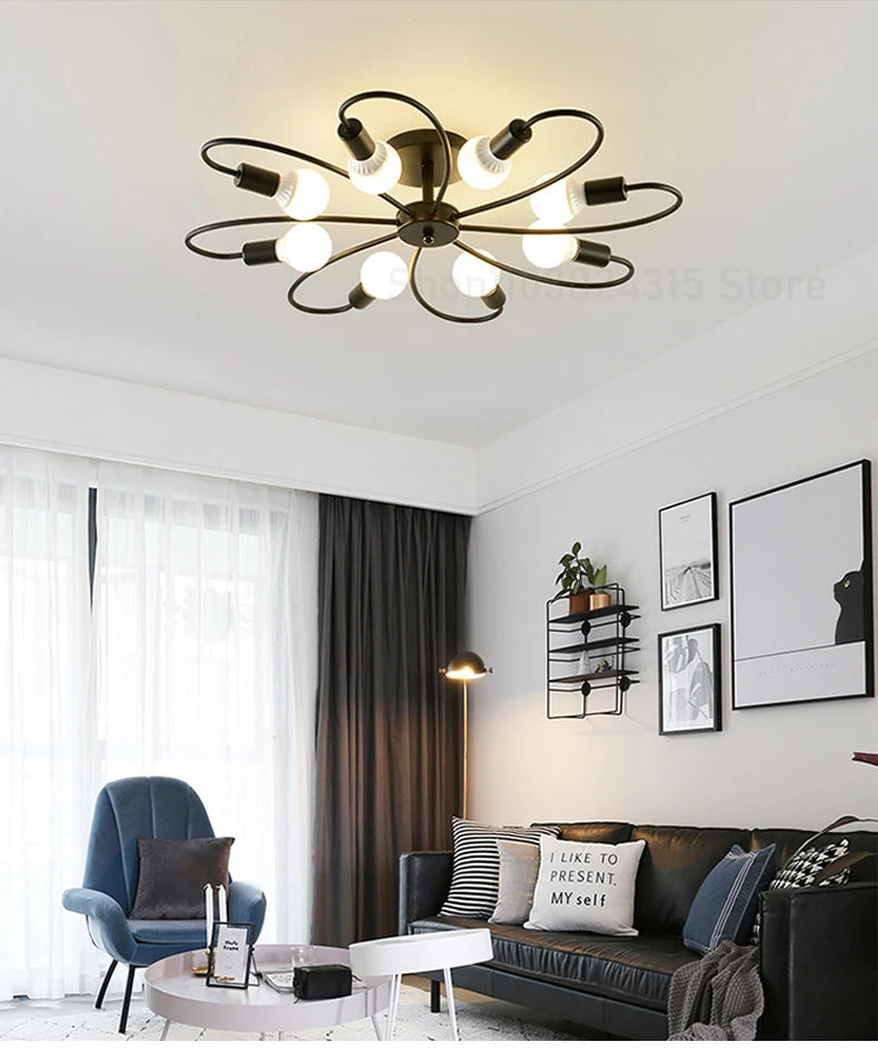 Lustre de Teto Industrial Retrô em Ferro
