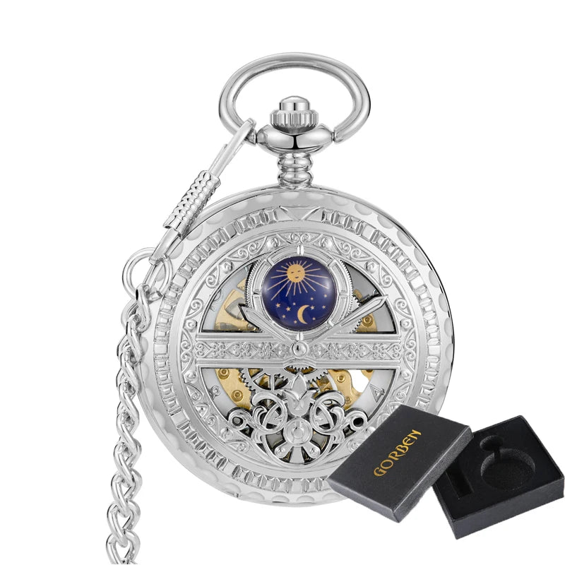Relógio de Bolso Mecânico Vintage com Design Steampunk