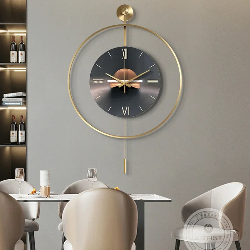Relógio de Parede Luxo Moderno para Sala de Estar