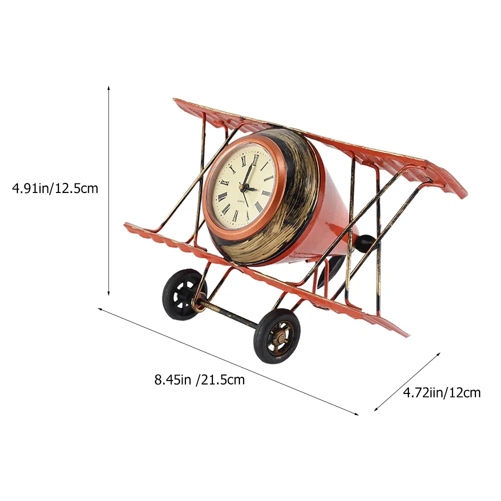 Relógio Decorativo Retro Avião de Mesa - Estilo Vintage