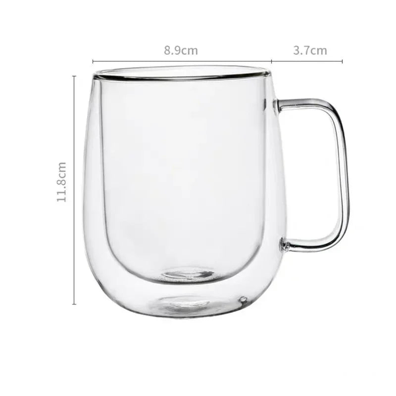 Caneca de Vidro Borossilicato Dupla Parede 150-350ml