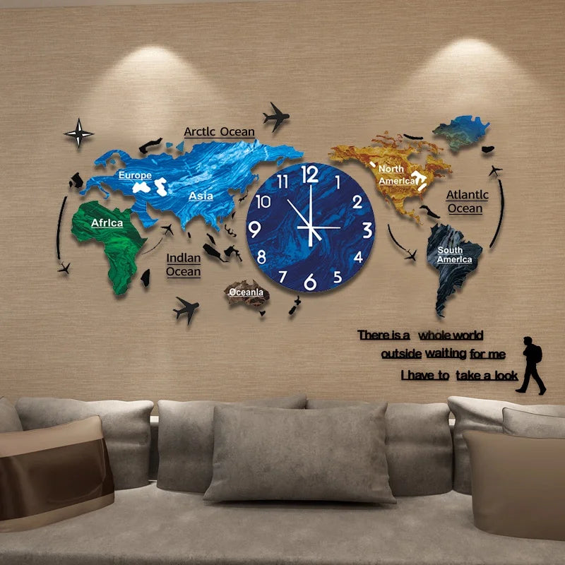 Novo quente único acrílico relógio de parede 3d diy grande parede pendurado relógio com adesivos para casa decorações