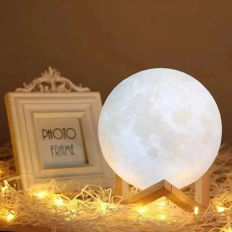 Luminária de Lua LED Galáxia Decorativa 3D