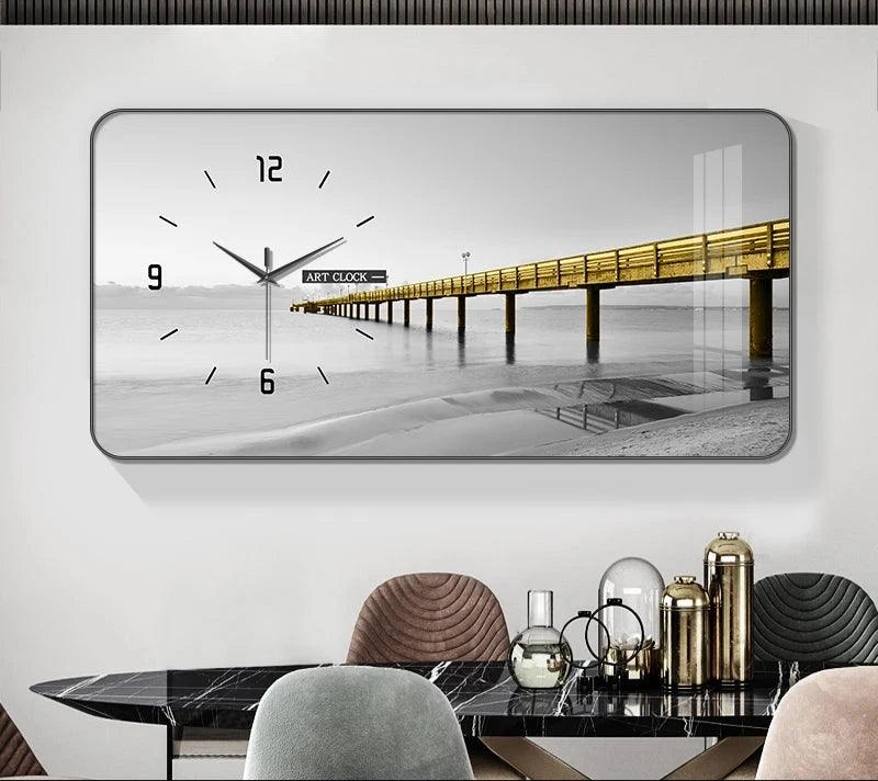 Moderno relógio de parede minimalista, mudo pendurado relógio, pintura mesa decoração, sala de estar, restaurante, moda em casa