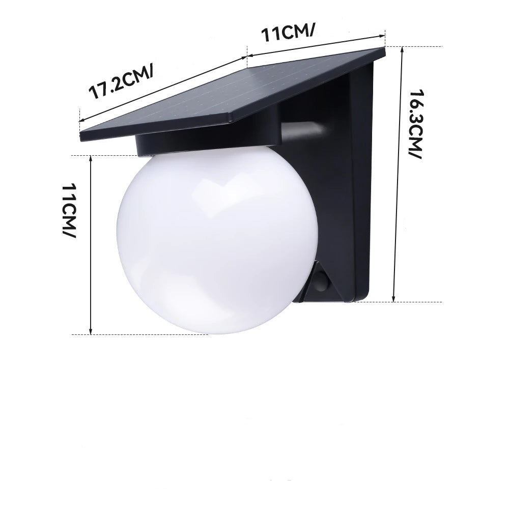 Arandela Solar Externa Esférica IP65 Três Cores