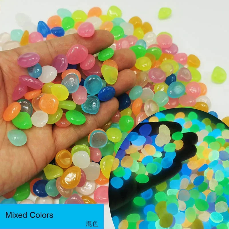 Pedras Luminosas Fosforescentes para Jardim e Aquário - Kit 100 Peças
