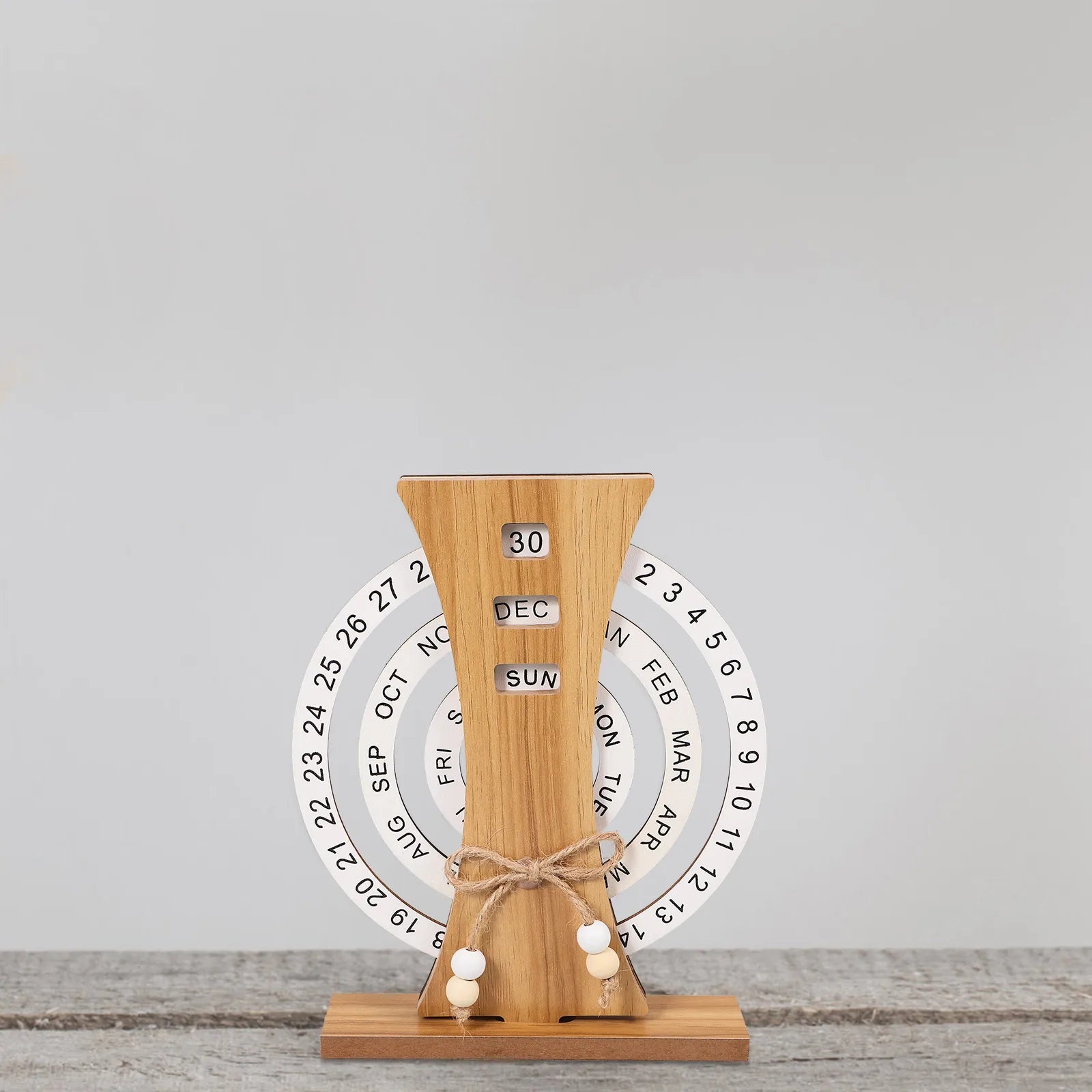 Calendário Perpétuo de Madeira Elegante para Mesa