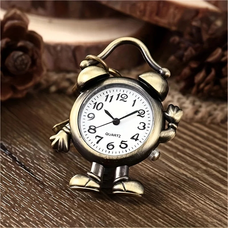 Relógio Despertador Vintage com Chaveiro Personalizado, Mini Relógio, Pequeno Relógio Pendurado, Camisola Corrente, Presente Criativo, 1 Pc