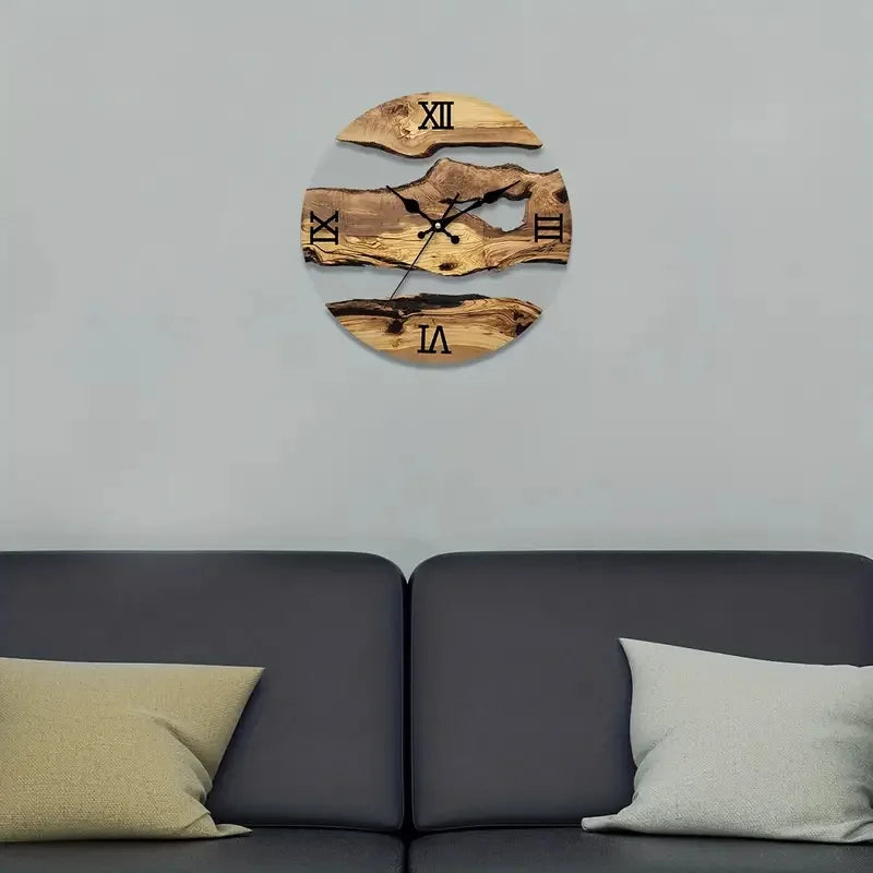 Relógio de Parede Minimalista em Acrílico com Design de Madeira