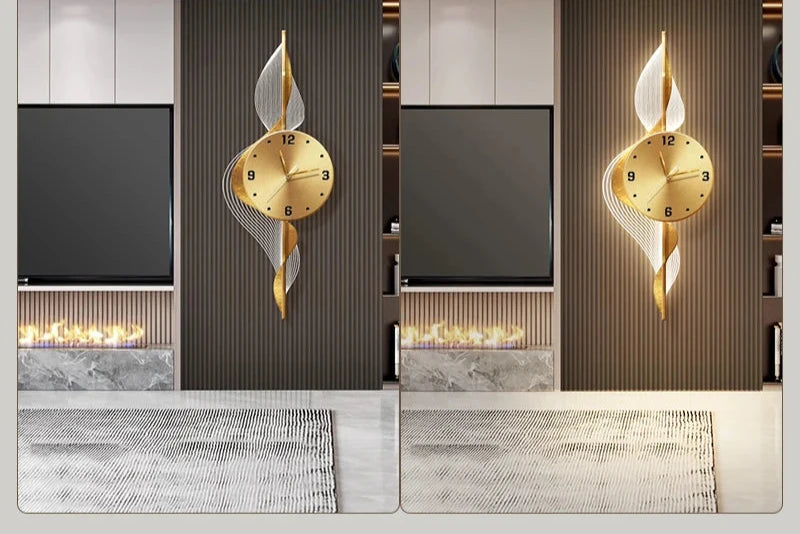 Grandes relógios de parede LED para decoração de sala, Modern Luxury Home Decor, Fashion Digital Watch