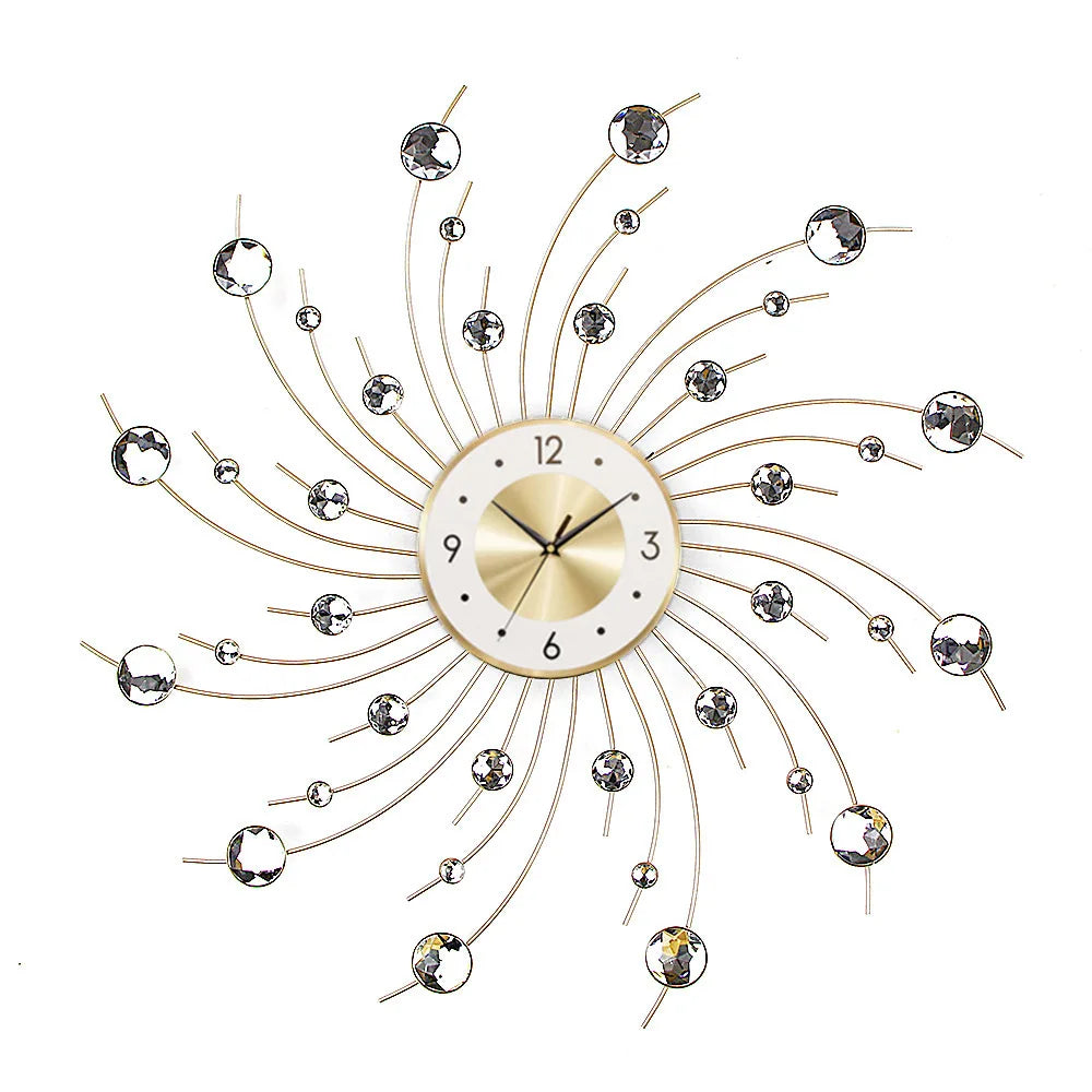 Criativo parede pendurado relógio de ferro, mudo metal diamante strass, venda quente, moda, 50cm x 50cm