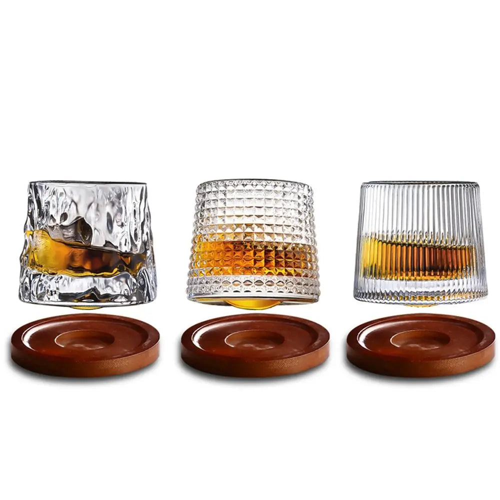 Copo de Whisky Giratório 360° em Cristal - Base Rotativa