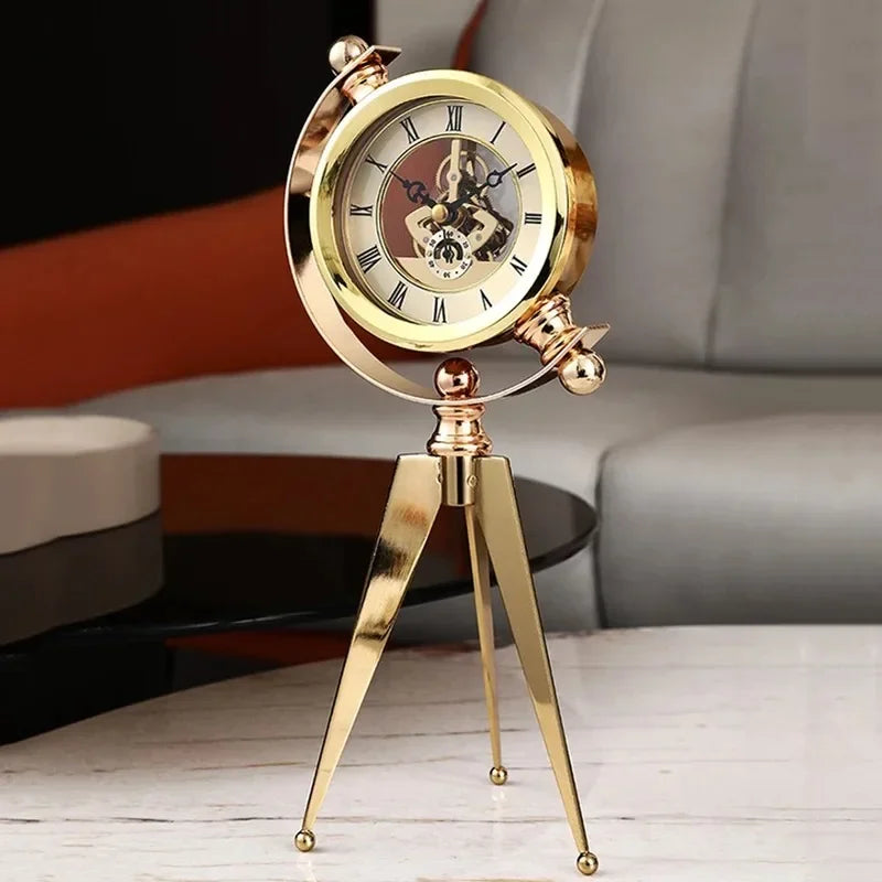 Relógios De Mesa De Ouro Para Sala De Estar, Relógio De Mesa Moderno, Luxo, Metal, Escritório, Relógio De Quartzo Silencioso, Acessórios De Interior, Decoração De Casa