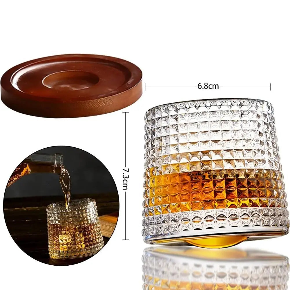 Copo de Whisky Giratório 360° em Cristal - Base Rotativa