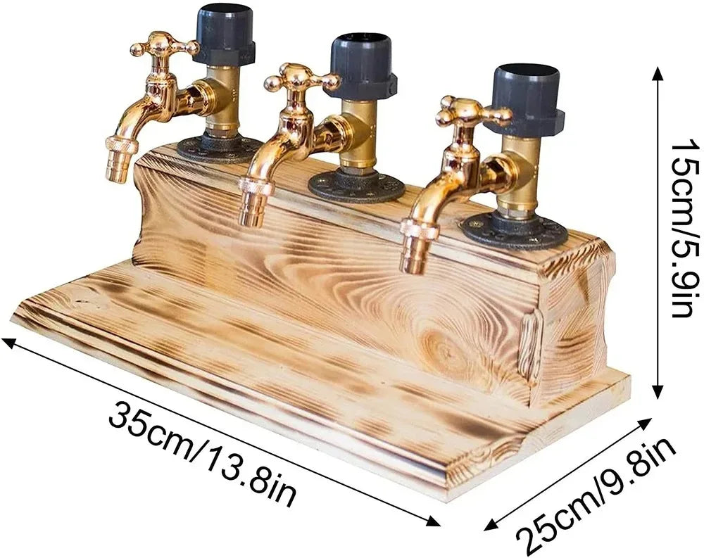 Dispenser de Bebidas em Formato de Torneira de Madeira - Presente para Bar