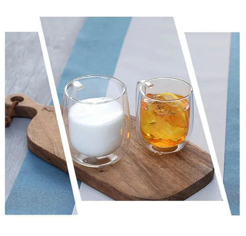 Caneca de Vidro Borossilicato Dupla Parede 150-350ml