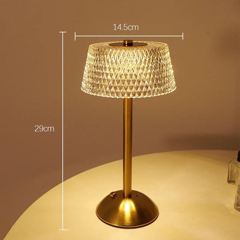 Luminária de Mesa Recarregável Touch com Cúpula de Vidro