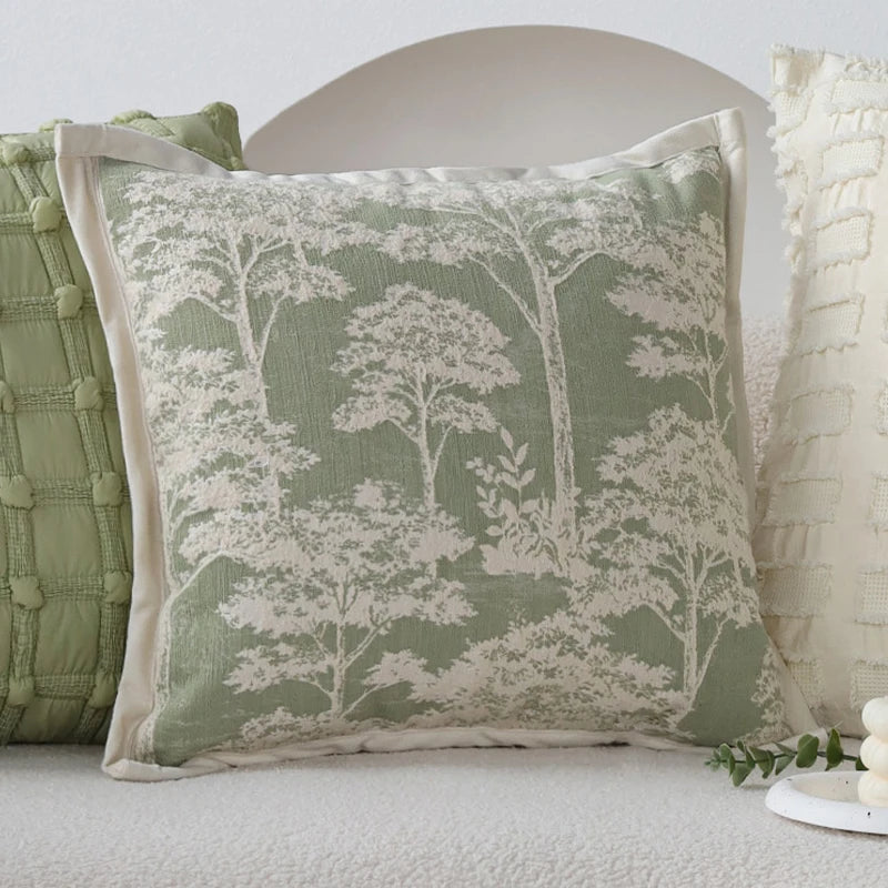 Capa de Almofada Jacquard Verde Matchá para Sofá