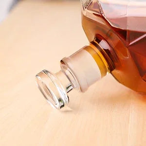 Decantador de Whisky em Vidro Diamante 1000ml com Suporte de Madeira