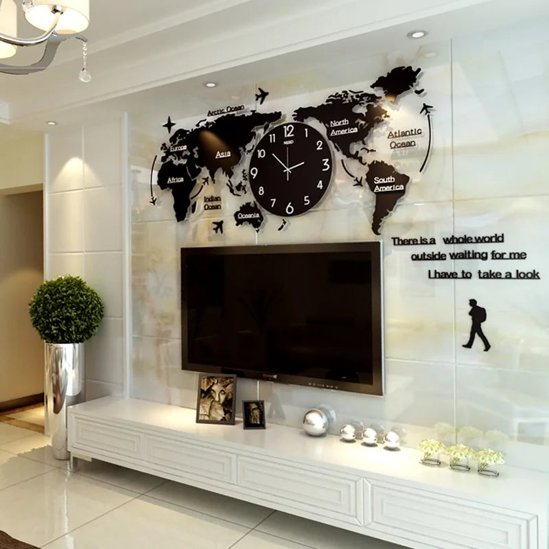 Novo quente único acrílico relógio de parede 3d diy grande parede pendurado relógio com adesivos para casa decorações