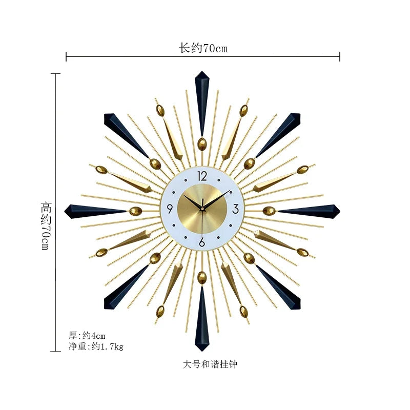 Luxo 3d grande relógio de parede design moderno sala estar estética moderna metal arte mecanismo relógio parede reloj decoração para casa