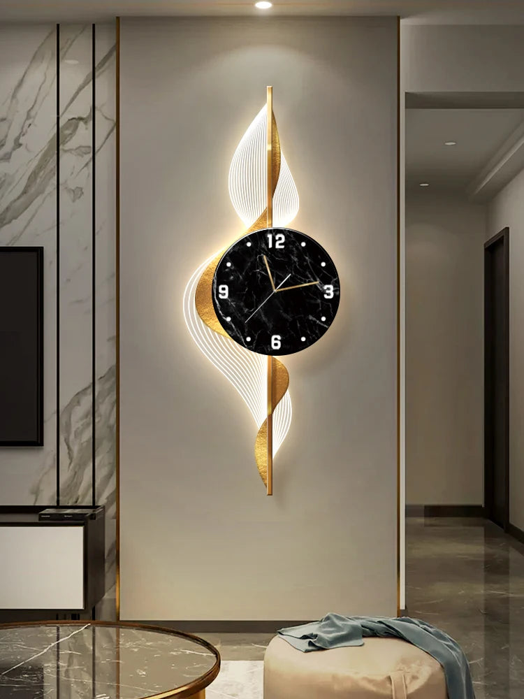 Relógio de Parede LED Luxo Moderno para Sala