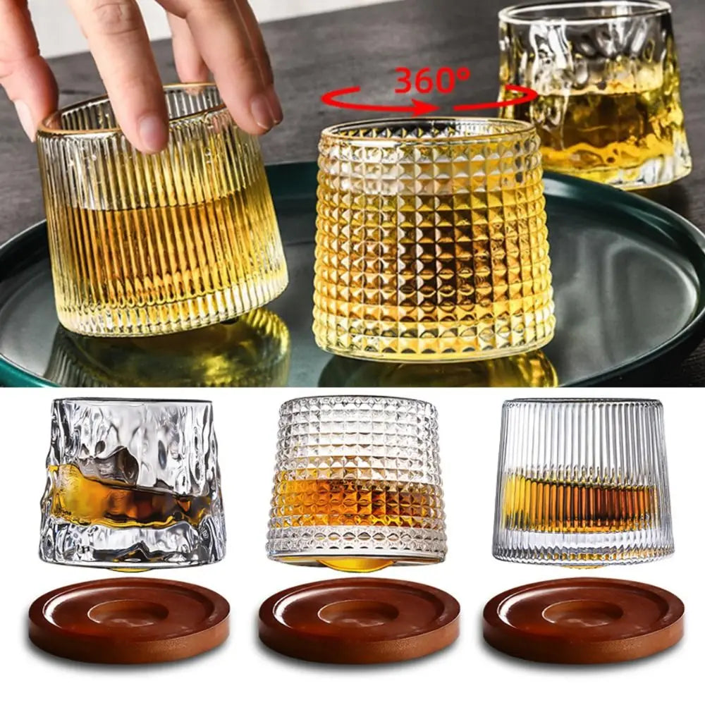 Copo de Whisky Giratório 360° em Cristal - Base Rotativa
