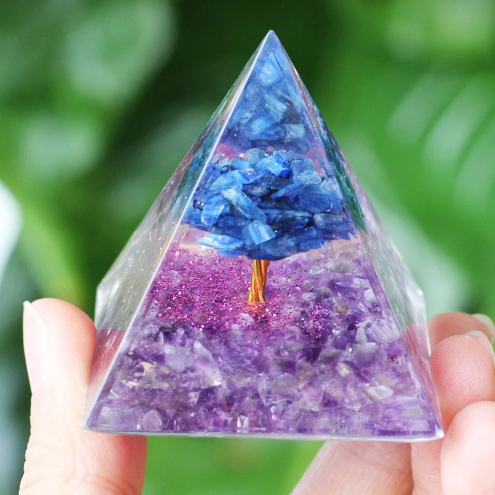 Pirâmide de Cristal Ametista Natural - Gerador de Energia Orgonite