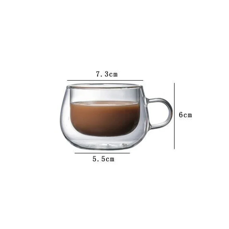 Caneca de Vidro Borossilicato Dupla Parede 150-350ml