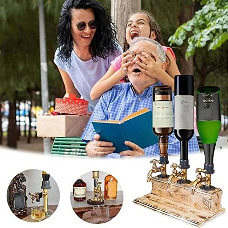 Dispenser de Bebidas em Formato de Torneira de Madeira - Presente para Bar