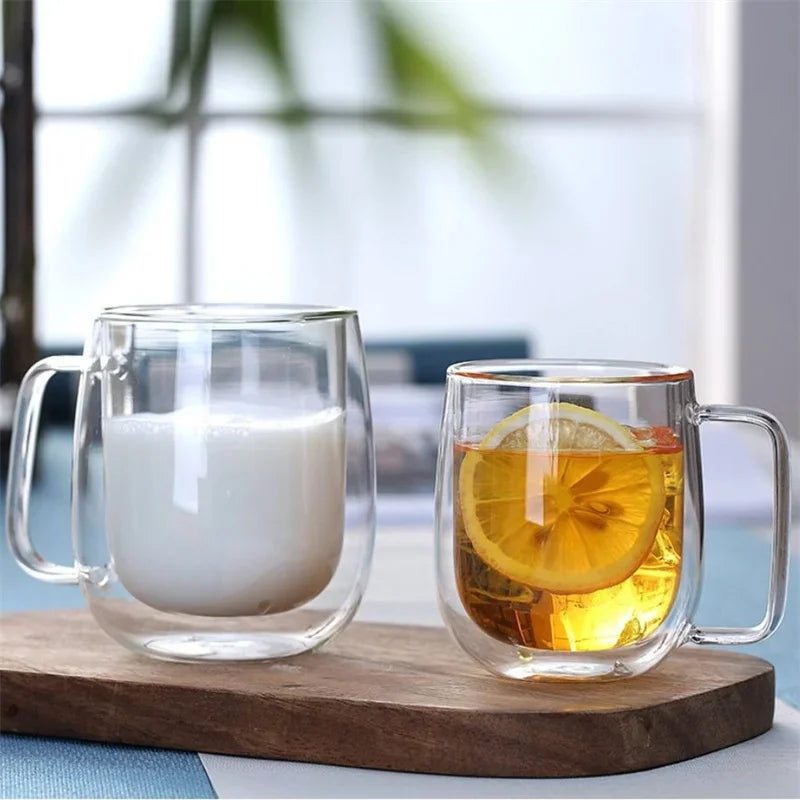 Caneca de Vidro Borossilicato Dupla Parede 150-350ml