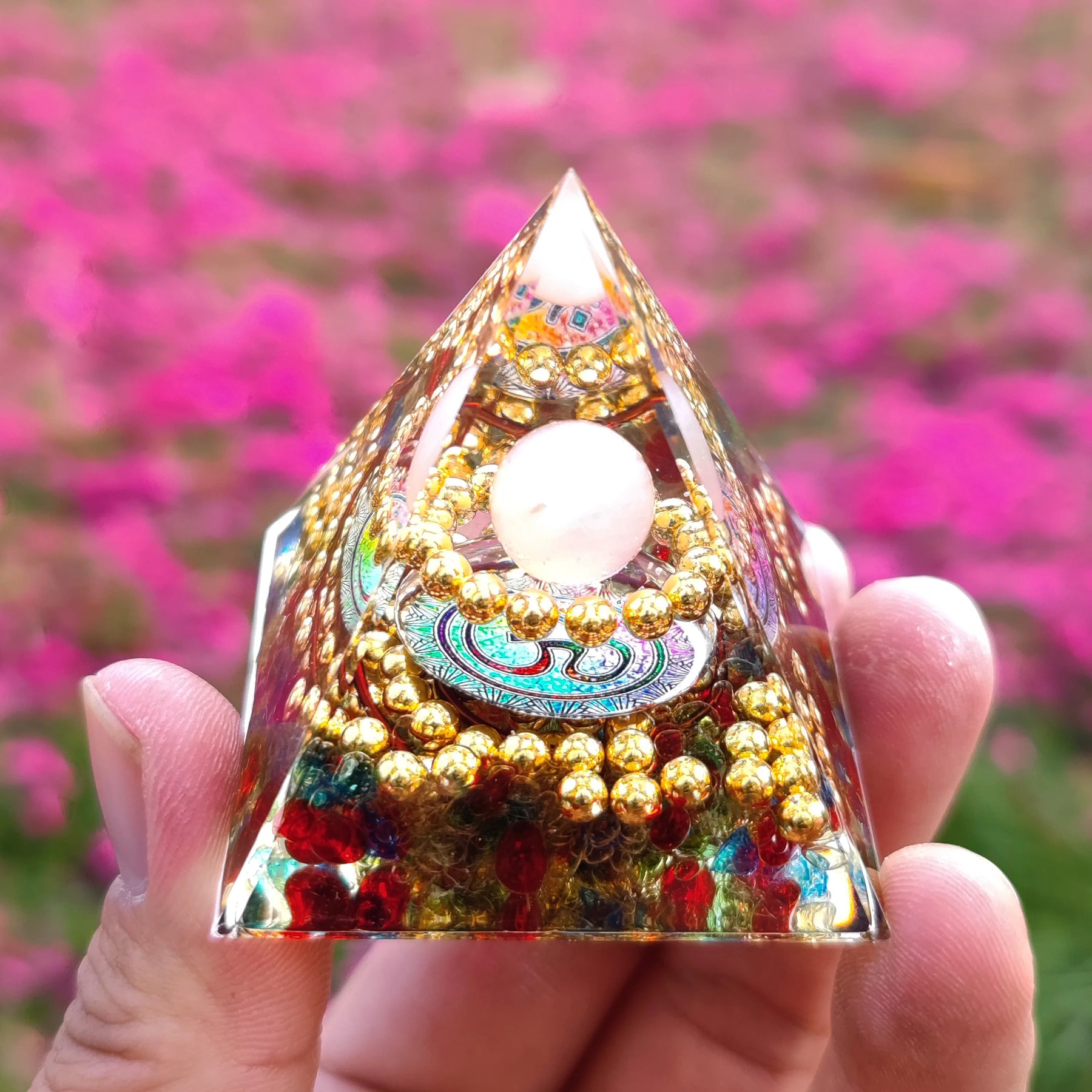 Pirâmide de Cristal Ametista Natural - Gerador de Energia Orgonite