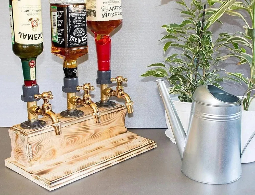 Dispenser de Bebidas em Formato de Torneira de Madeira - Presente para Bar