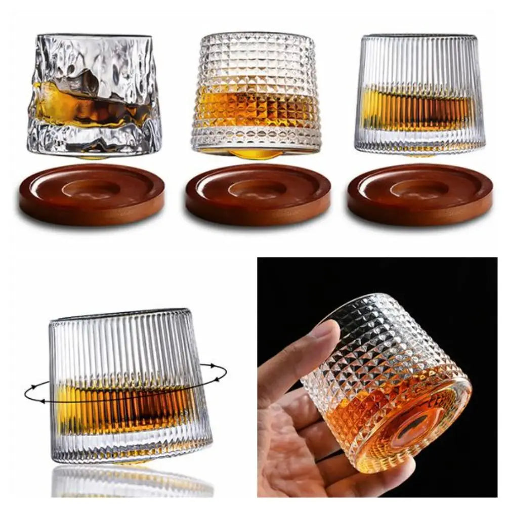 Copo de Whisky Giratório 360° em Cristal - Base Rotativa