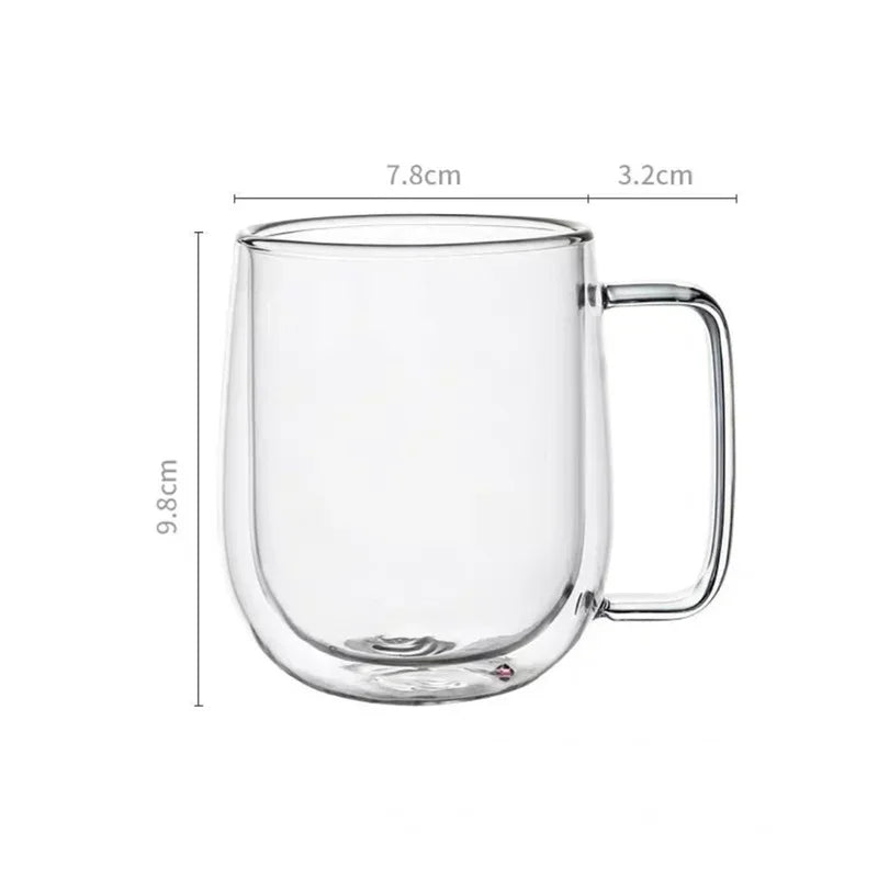 Caneca de Vidro Borossilicato Dupla Parede 150-350ml