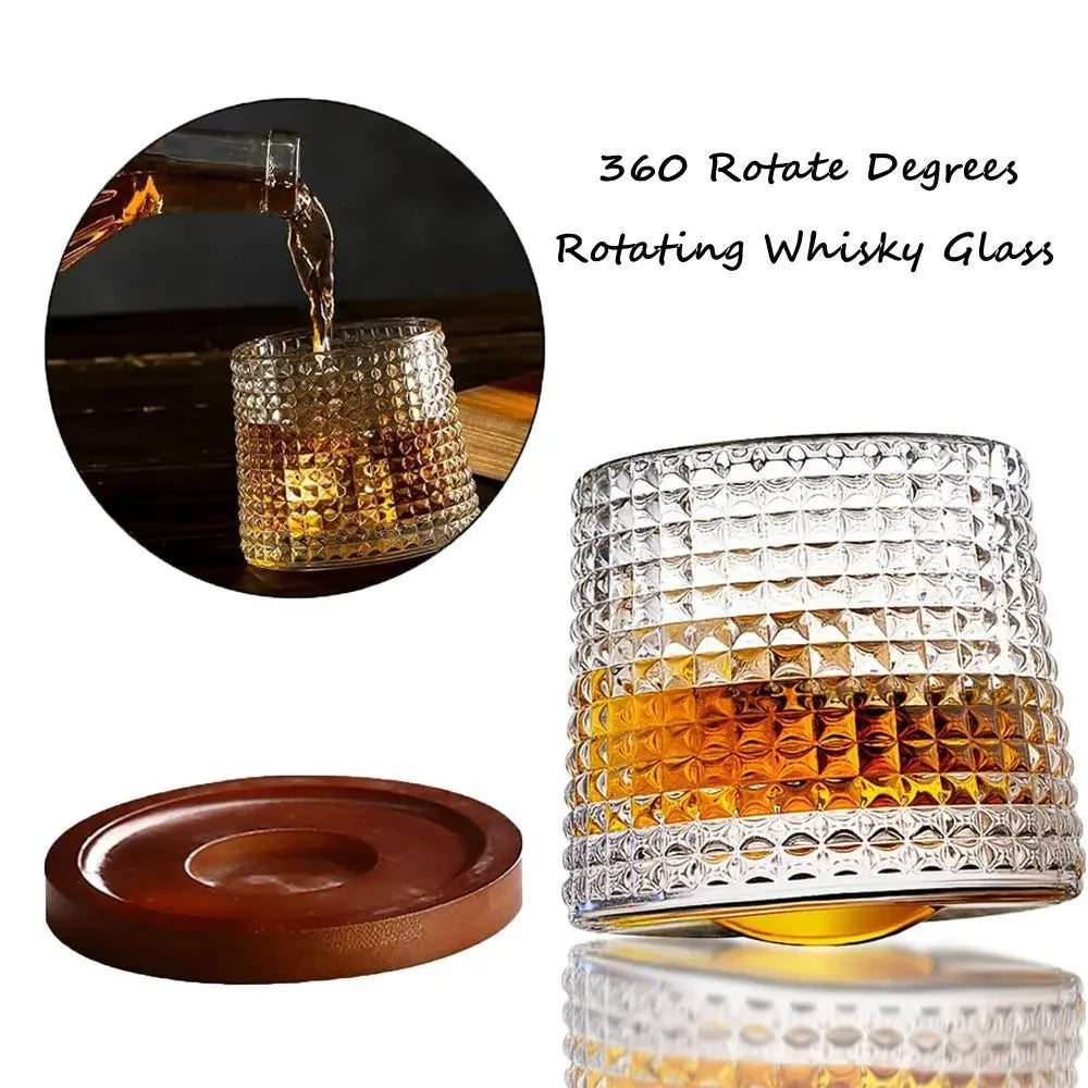 Copo de Whisky Giratório 360° em Cristal - Base Rotativa
